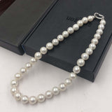 [ELEISPL]  AA Luster Natural Furrow Kasumi Pearl Necklace 10-12mm Round #22010061