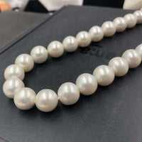 [ELEISPL]  AA Luster Natural Furrow Kasumi Pearl Necklace 10-12mm Round #22010061