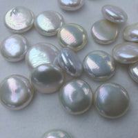 AAA 30 PCS 14-15mm coin loose pearl undrilled white or purple