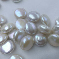 AAA 30 PCS 14-15mm coin loose pearl undrilled white or purple