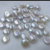 AAA 30 PCS 14-15mm coin loose pearl undrilled white or purple