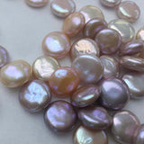 AAA 30 PCS 14-15mm coin loose pearl undrilled white or purple