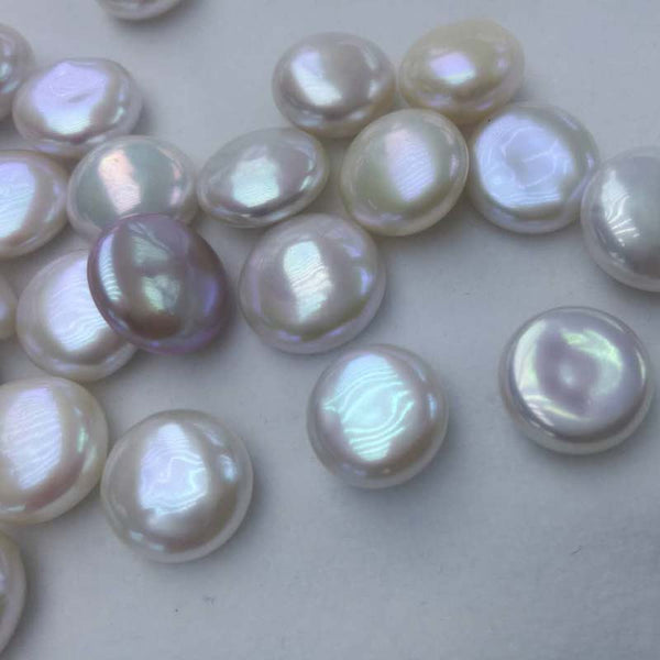 AAA 30 PCS 14-15mm coin loose pearl undrilled white or purple