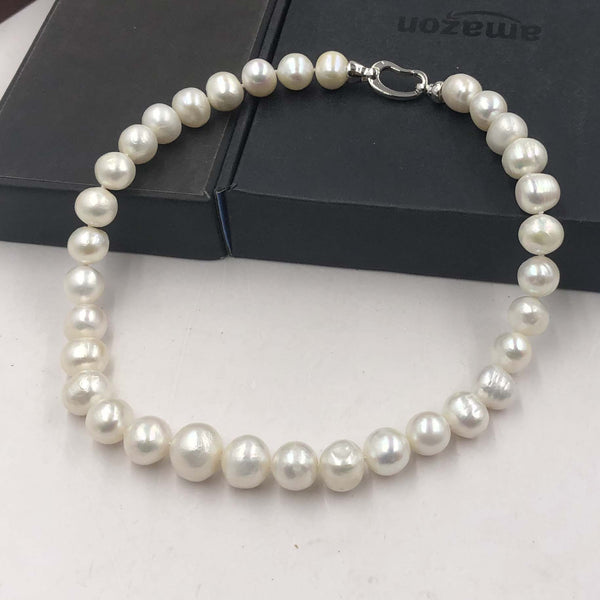 [ELEISPL] 11-14MM Near Round White Kasumi Pearl Necklace #22010064