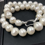 [ELEISPL] 11-14MM Near Round White Kasumi Pearl Necklace #22010064