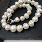 [ELEISPL] 11-14MM Near Round White Kasumi Pearl Necklace #22010064