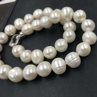 [ELEISPL] 11-14MM Near Round White Kasumi Pearl Necklace #22010064