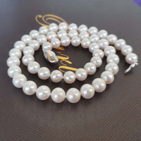 GORGEOUS 9mm Round White Real Pearl Necklace S925 Clasp Wedding Jewellry (中高档圆形9毫米淡水珍珠项链纯银扣）