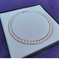 GORGEOUS 9mm Round White Real Pearl Necklace S925 Clasp Wedding Jewellry (中高档圆形9毫米淡水珍珠项链纯银扣）