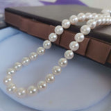 GORGEOUS 9mm Round White Real Pearl Necklace S925 Clasp Wedding Jewellry (中高档圆形9毫米淡水珍珠项链纯银扣）