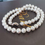 GORGEOUS 9mm Round White Real Pearl Necklace S925 Clasp Wedding Jewellry (中高档圆形9毫米淡水珍珠项链纯银扣）