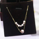 NEW 2rows 4-8mm mixed freshwater pearl necklace pendant G18K Mix Or White