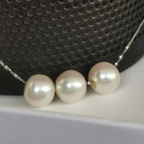 New Sterling silver  9.5-10mm Near Round FW Pearl Pendant Chain Necklace Ladies"s Jewelry