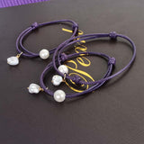 10X Unique natural pearl 9-10mm lavender hand knitting cord bracelet adjust size (批发天然珍珠手工编织手镯）