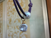 10X Unique natural pearl 9-10mm lavender hand knitting cord bracelet adjust size (批发天然珍珠手工编织手镯）