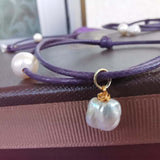 10X Unique natural pearl 9-10mm lavender hand knitting cord bracelet adjust size (批发天然珍珠手工编织手镯）