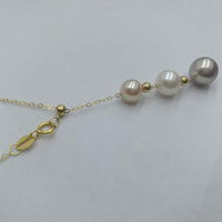 AAA 6-8mm round 3-pearl pendant G18K necklace