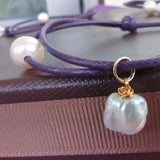 10X Unique natural pearl 9-10mm lavender hand knitting cord bracelet adjust size (批发天然珍珠手工编织手镯）