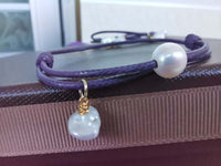 10X Unique natural pearl 9-10mm lavender hand knitting cord bracelet adjust size (批发天然珍珠手工编织手镯）