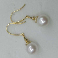 G18K  8-10mm round natural pearl sets necklace & dangle earring