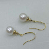 G18K  8-10mm round natural pearl sets necklace & dangle earring