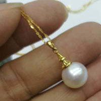 G18K  8-10mm round natural pearl sets necklace & dangle earring