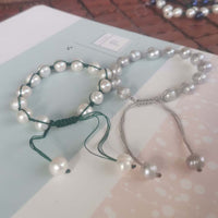 Lots 10 PCS Newly Handcraft Real Fresh Water Pearl Bracelet 9MM Girl's Gift Gray Black Pearls