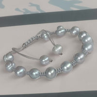 Lots 10 PCS Newly Handcraft Real Fresh Water Pearl Bracelet 9MM Girl's Gift Gray Black Pearls