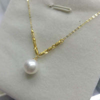 Gorgeous 8mm round pearl G18K necklace pendant