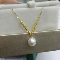 Gorgeous 8mm round pearl G18K necklace pendant