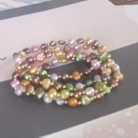 Lots 20Qty Genuins Fresh Water Cultured Pearl Bracelets Elastic Two-style Similar Multi-Colours Beads Girl's Jewellry