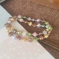 Lots 20Qty Genuins Fresh Water Cultured Pearl Bracelets Elastic Two-style Similar Multi-Colours Beads Girl's Jewellry