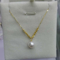 Gorgeous 8mm round pearl G18K necklace pendant