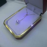 Gorgeous 8mm round Akoya pearl pendant G18K Chain necklace English letter