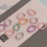 Gorgeous Multi-colours Real Freshwater Pearl Rings 50 PCS Elastic style 4mm