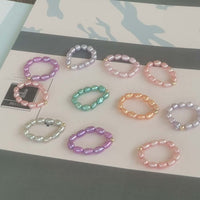 Gorgeous Multi-colours Real Freshwater Pearl Rings 50 PCS Elastic style 4mm