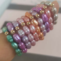 Gorgeous Multi-colours Real Freshwater Pearl Rings 50 PCS Elastic style 4mm