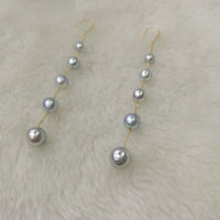 Western style G18k Beautiful silver gray pearl dangle earring