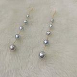 Western style G18k Beautiful silver gray pearl dangle earring