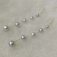 Western style G18k Beautiful silver gray pearl dangle earring