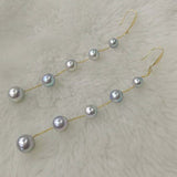 Western style G18k Beautiful silver gray pearl dangle earring