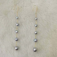 Western style G18k Beautiful silver gray pearl dangle earring