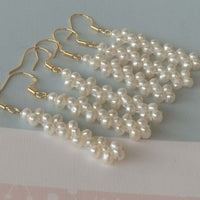 Handmade Women's Jewellry Earring White Freshwater Pearl Dangle  Golden Hook