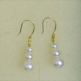 Gorgeous 3pcs round freshwater pearl dangle earring G18K white purple