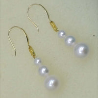 Gorgeous 3pcs round freshwater pearl dangle earring G18K white purple