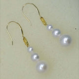 Gorgeous 3pcs round freshwater pearl dangle earring G18K white purple