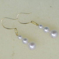 Gorgeous 3pcs round freshwater pearl dangle earring G18K white purple