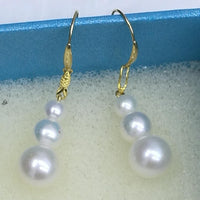 Gorgeous 3pcs round freshwater pearl dangle earring G18K white purple