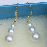 Gorgeous 3pcs round freshwater pearl dangle earring G18K white purple