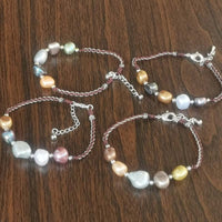 wholesale 10X PCS Baroque Real Pearl Bracelets Extra Chain 9-12mm Beads Fashion Jewellry lots